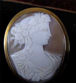Classic 10 K (marked) Gold 2 3/16 inch cameo. Circa 1885