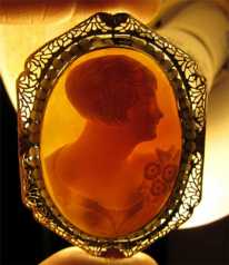 Museum Quality Art Deco Vintage Carnelian Shell Cameo circa 1920 14K White Gold with Pearl Filigree Pendant/Brooch