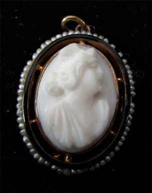 Beautiful Gold w/Pearls Coral Pendant Circa 1875