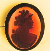Angel Skin Rose & White Coral in marked 10K Yellow Gold Brooch /Pendant Circa 1915 Roman woman.
