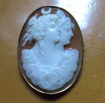 Victorian/Edwardian Day & Night (Eos & Nyx) Cameo Circa 1905 10K Yellow Gold Brooch.