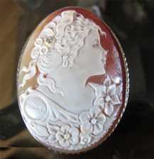 14K Gold & Diamond large carved shell cameo brooch/pendant by Italian Award winning jewelry designer Mauro Scognamiglio