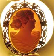Antique Georgian circa 1930th Cameo carnelian shell Marked 10K Yellow Gold filigree brooch/pendant