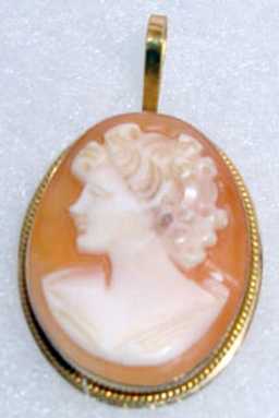 Elegant Vintage 14K SOLID GOLD Italian Hand Carved Cameo Brooch~Pendant 2.1 gr.