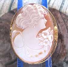 1920th carved Museum Quality Art Nouveau Classic beauty Marked filigree 14K Yellow Gold Brooch/Pendant.