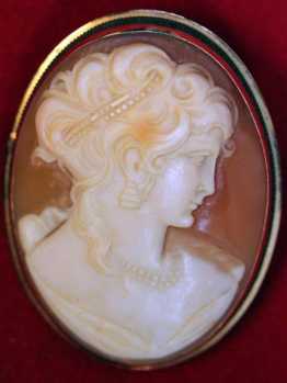 Vintage Victorian/Edwardian Shell Cameo Brooch Pendant Pin Set in 14K (583 marked) Gold 6.4g