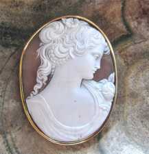 Museum Quality Beauty - Superior Quality Classic sardonyx shell. Huge marked 585 - 10K Gold Brooch circa 1910th. Signed by the Artist