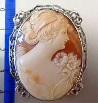 Detailed High Quality Carnelian Shell Carving Filigree 800 Silver Bezel circa 1925