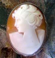 Italian Nice Sardonyx Shell Cameo Marked Silver Brooch. Circa 1920