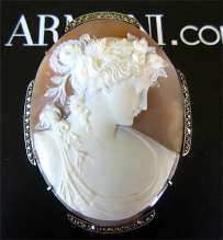 Museum Quality Art Nouveau Sardonyx Shell Carving circa 1905 Marquisette Silver Brooch/Pendant. Signed by Author