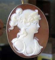 Italian Nice Sardonyx Shell Cameo Circa 1910 Brooch/Pendant Marked (800) Silver.