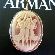 3 Graces Marked 800 Silver Vermeil Cameo Brooch/Pendant
