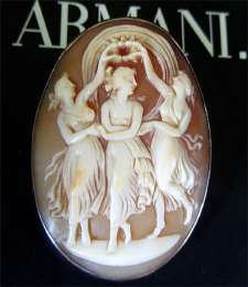 Superior Quality 3 Graces Sterling Silver Brooch Antique Detail Carved Cameo. Circa 1915
