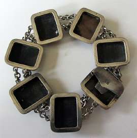 Light on Dark Mother of Pearl, circa 1930th 835 marked Silver Bracelet. Images of God’s