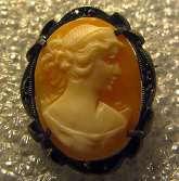 Marquisette Framed Silver Bezel Art Deco Carnelian Shell