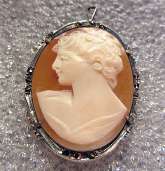 Marcasite Silver Bezel Italian Art Deco circa 1925 Shell