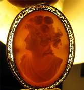 Art Nouveau Carnelian Shell Filigree unmarked Silver Bezel