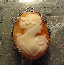 Carnelian shell Beauty Framed Filigree Pendent/Brooch