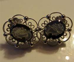 Mother Pearl Shell in Italian Sorrento Sterling Silver Filigree Earrings