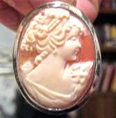 Italian marked (925) Sterling Silver hand Carved Carnelian Shell