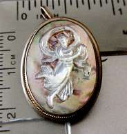 Dancing Bacchante Antique Mother Pearl Silver Brooch/Pendant