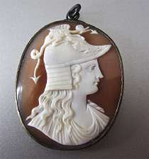 Athena-Goddess of Wisdom and Crafts Light Shell Circa 1800-1820 Silver Pendant