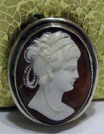 Beautiful Pendent Brooch Artistically Carved Sardonyx Shell