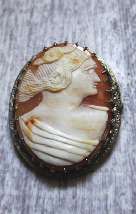 Stylish Art Deco carved shell circa 1910th unmarked Silver Brooch