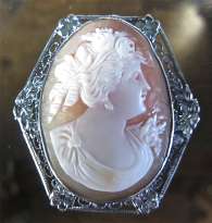 Carnelian Antique Craftsmanship from American carvers Unmarked Silver filigree Brooch circa 1910’s or earlier