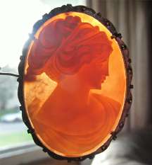 Big Italian Stylish Art Deco Carnelian thin shell Marked 800 Marquisette Silver Brooch/Pendant.
