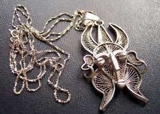 Vintage Sterling Silver 925 13 Gram Necklace Pendant Filigree Mask Tribal