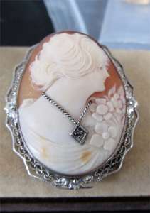 Antique Victorian Sterling Brooch with Diamond.