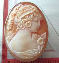 Huge Quality carved Carnelian shell embedded in Silver Brooch/Pendant. Signed by the Artist.