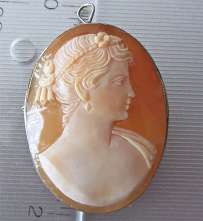Edwardian/Georgian hand carved carnelian shell circa 1915 Big Marked 800 Silver Brooch/Pendant