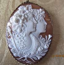 Huge Museum Quality Carnelian Shell Apollo & Daphne Marked 925 Silver Brooch/Pendant circa 1915