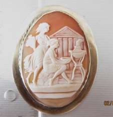 Sacrifices of Vestals - Roman Goddess of Home & Family High Quality huge Vermeil Brooch marked STERLING