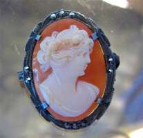 3 colors little Carnelian shell Georgian beauty from 1930th Marked 800 Silver marquisette Brooch/Pendant