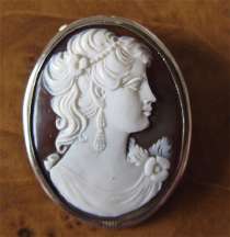 Sardonyx shell vintage beauty from 1930th Marked 800 Silver Brooch/Pendant