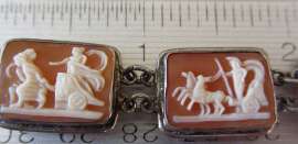 Greek Mythology Italian carved Carnelian shell 800 silver Vintage bracelet
