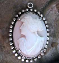 Superiorly crafted - red & white coral classy profile Marked Sterling Silver pendant from 1920th