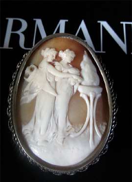 2 Vestals - Roman Goddess of Home & Family Museum Quality Vermeil Brooch, circa 1890