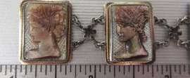 Masterpiece Mother Pearl carving, circa 1930th Silver & Gold Bracelet. Roman God’s