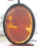 Hand carving shell circa 1940 Brooch/Pendant In marked 925 darken Sterling Silver bezel