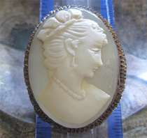 Big Vermeil 800 Silver with patina Brooch/Pendant Hand carved T. Rodnynsky portrait circa 1940th.
