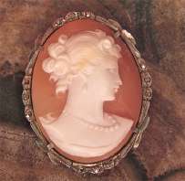 Museum Quality carving Carnelian shell circa 1930 Marked Silver 925 Marquisette Brooch/Pendant