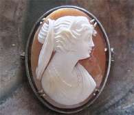 Antique Silver Brooch/Pendant by Ostby Barton circa 1910 Great hand carved carnelian shell profile