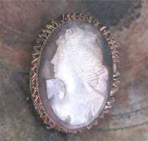 Superiorly Carved Vintage Mother Pearl shell signed in 800 Silver Bezel brooch/pendant circa 1930-1940