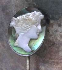 Superior hand carved Mother Pearl shell Art Deco Antique Silver pin circa 1915
