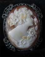 Very Good Quality Carving 1920-1930 Shell Zinc on Silver Filigree Frame