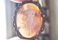 Women figures 2 little shells Cameo Vintage Earrings (clips) Marked 800 filigree Silver set. Marked 1933(?).